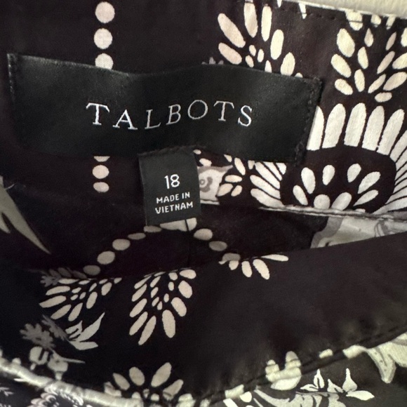 Talbots Peacock ALLOVER BANDANA COTTON MIDI SKIRT Geometric w/Pockets Black 18 - Picture 7 of 8